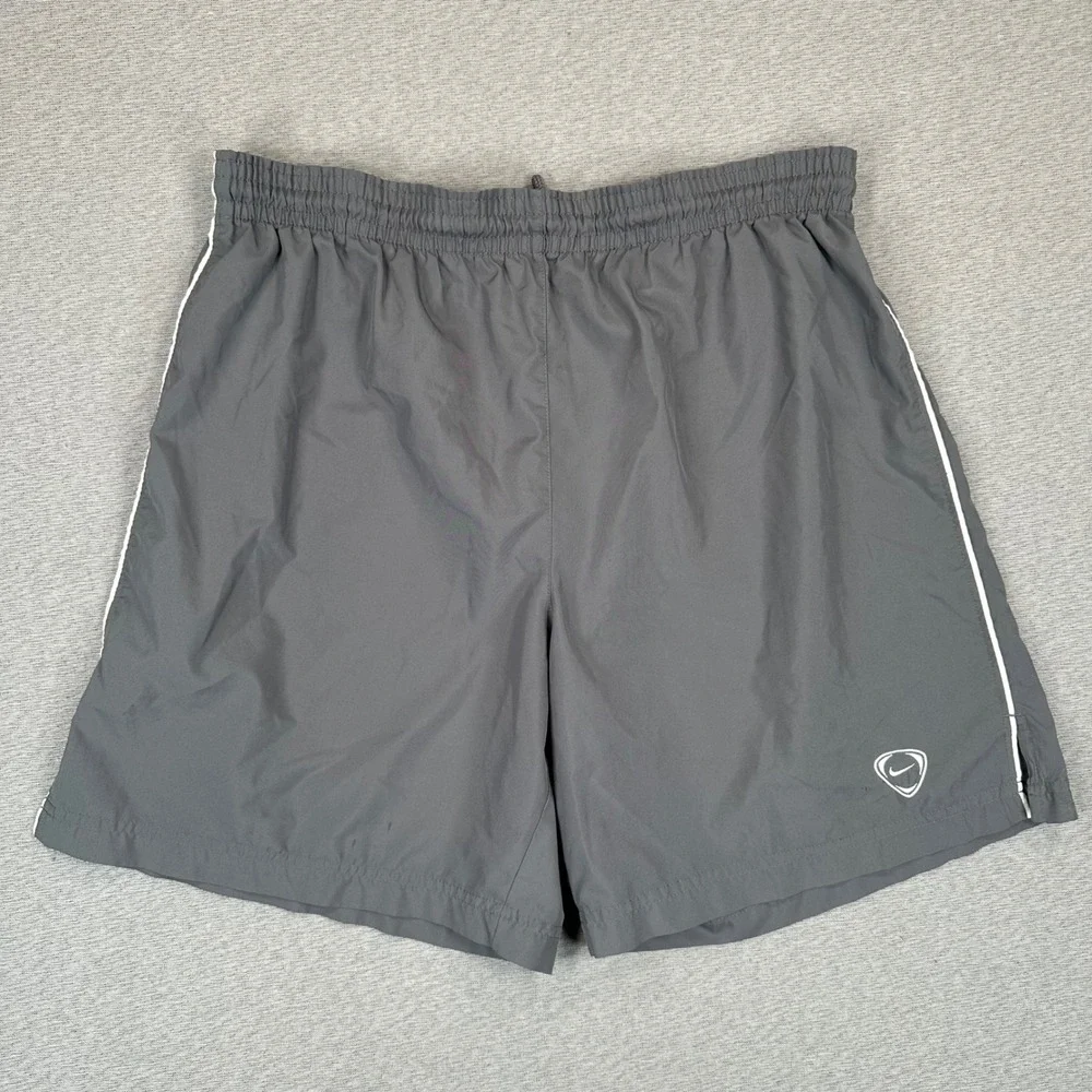 Y2K Nike Training Shorts Mens M Grey Athletic Running Gym Pull-On Elastic Waist